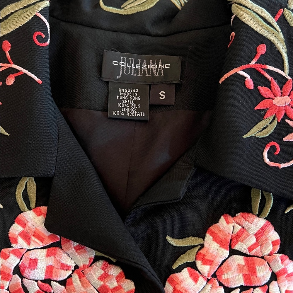 Floral Embroidered Black Coat - Picture 10 of 14
